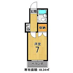 サンハイム宇治 1Kの間取図画像