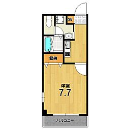 アンプルールフェールエアリーズ2 1Kの間取図画像
