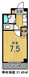 モン・エスト東福寺 1Kの間取図画像