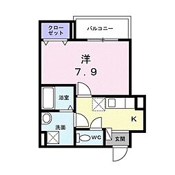 京都市北区紫竹栗栖町アパート 1Kの間取図画像