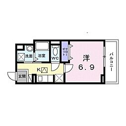 ヒカルサ京都大宮中林II 1Kの間取図画像