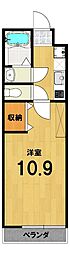 仮称)フラッティ紫竹北栗栖町 1Kの間取図画像