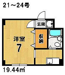 下鴨松柏 1Kの間取図画像