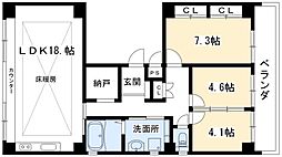 北山アトリエビル 3LDKの間取図画像