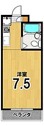 北西館 ワンルームの間取図画像