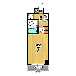 パラドール西院パート2 1Kの間取図画像