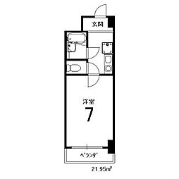 第16長栄アーバンハイツ五条 1Kの間取図画像