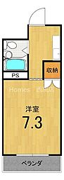 ヴィルベール桂 1Kの間取図画像