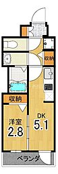 エンゼルプラザ京都太秦 1DKの間取図画像
