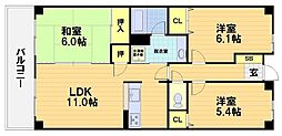 レジディア太秦 3LDKの間取図画像