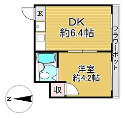 壬生ハイツ 1DKの間取図画像