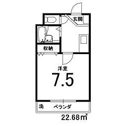 エクシブ西村 1Kの間取図画像