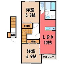 栃木県栃木市柳橋町（賃貸アパート2LDK・2階・60.00㎡） その2