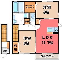 栃木県栃木市片柳町4丁目（賃貸アパート2LDK・2階・65.31㎡） その2