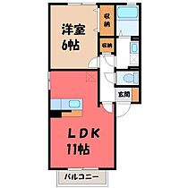 ネバーランド A  ｜ 栃木県小山市西城南5丁目（賃貸アパート1LDK・2階・41.26㎡） その2