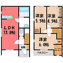 リッチローズ A  ｜ 栃木県下野市仁良川（賃貸テラスハウス3LDK・1階・74.10㎡） その2