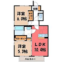 シアン・サージュ B  ｜ 栃木県栃木市片柳町4丁目（賃貸アパート2LDK・1階・54.02㎡） その2