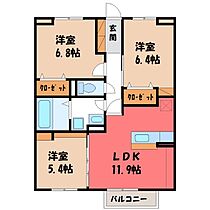 ポートシャトー IV  ｜ 栃木県小山市城北6丁目（賃貸アパート3LDK・1階・66.96㎡） その2