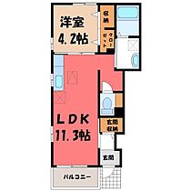 チャンティ  ｜ 栃木県小山市東間々田2丁目（賃貸アパート1LDK・1階・37.76㎡） その2