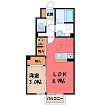 プラシエンテ Ｂ  ｜ 栃木県栃木市本町（賃貸アパート1LDK・1階・32.94㎡） その2