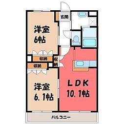 レジアスガーデン 2LDKの間取図画像