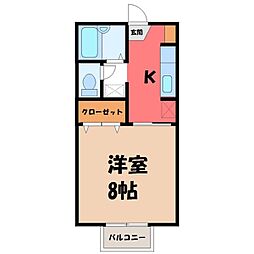 卯の花ハイツ 1Kの間取図画像