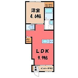 ラルーナB 1LDKの間取図画像