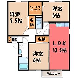 コーポグランデC 3LDKの間取図画像