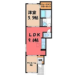ルミエール城東 1LDKの間取図画像