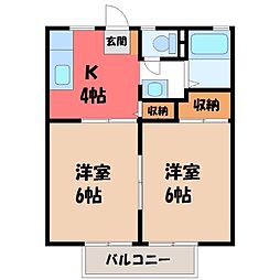 富士見ハイツ 2Kの間取図画像