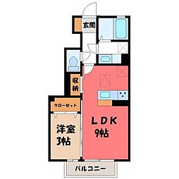 アオーラ泉B 1LDKの間取図画像