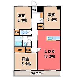 カーサガレリア 3LDKの間取図画像