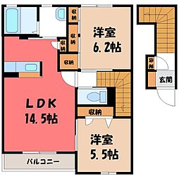 フルール1 2LDKの間取図画像