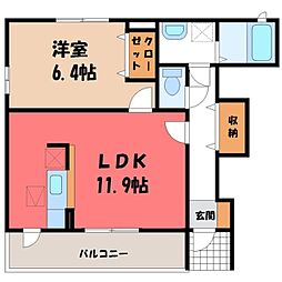 ノーヴァミニョン 1LDKの間取図画像