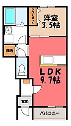 アリアコートオヤマ 1LDKの間取図画像
