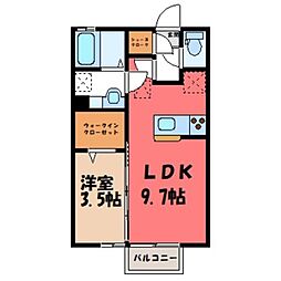 エンベリーザB 1LDKの間取図画像
