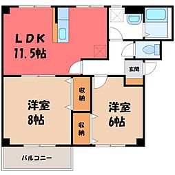グリーンヒルズ 2LDKの間取図画像