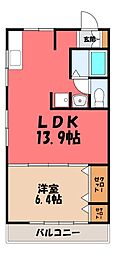 エレガンスハイマンション 1LDKの間取図画像