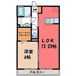 プティール3 1LDKの間取図画像