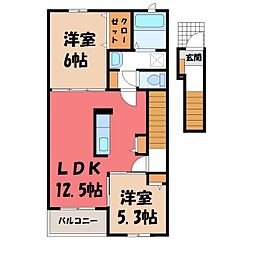 カーサドマーニB 2LDKの間取図画像