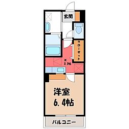 ブラン・フレール 1Kの間取図画像