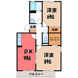 サニースクエア 2DKの間取図画像