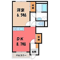 ウイングコートB 1DKの間取図画像