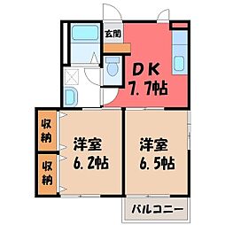 フォレスト参番館 2DKの間取図画像