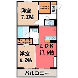 コンフォートヒル 2LDKの間取図画像