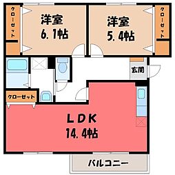 アーバンサクライC 2LDKの間取図画像