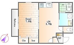 グリーングラン 1LDKの間取図画像
