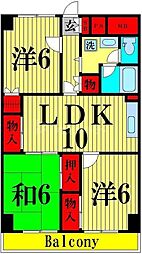 スタークレスト 10階3LDKの間取り