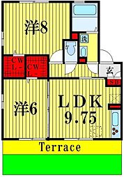 ハーブコテージ 1階2LDKの間取り