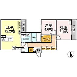 セレスティア竹ノ塚II 2LDKの間取図画像